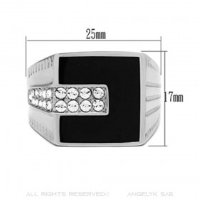 Ring Cabochon Square Onyx and Zirconia