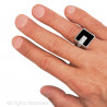 Ring Cabochon Square Onyx and Zirconia