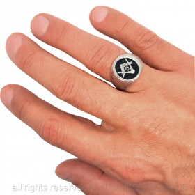 Ring Signet Masonic Oval Silver