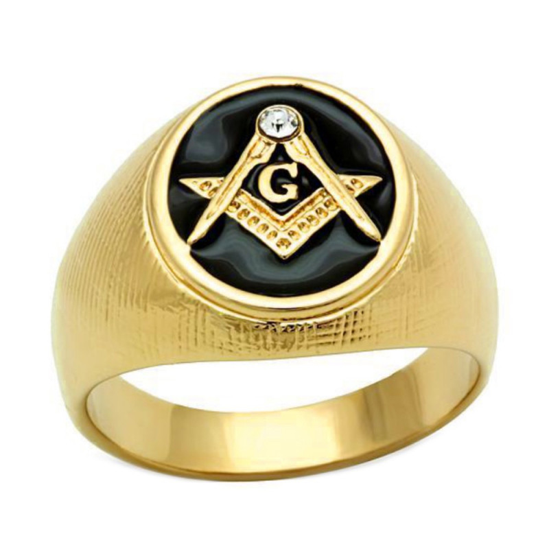 Ring Signet Masonic Oval Gold-plated finish