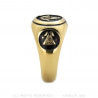 Ring Signet Ring Round Freemason Gilded Gold Finish Black