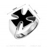 BA0206 BOBIJOO Gioielli Anello Croce di Malta, Cavaliere Templare Biker Acciaio 316L