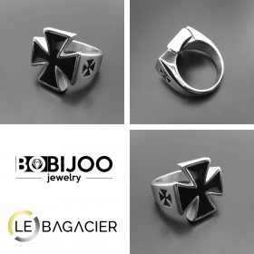 BA0210 BOBIJOO Jewelry Ring Signet ring Biker Templar Steel Man