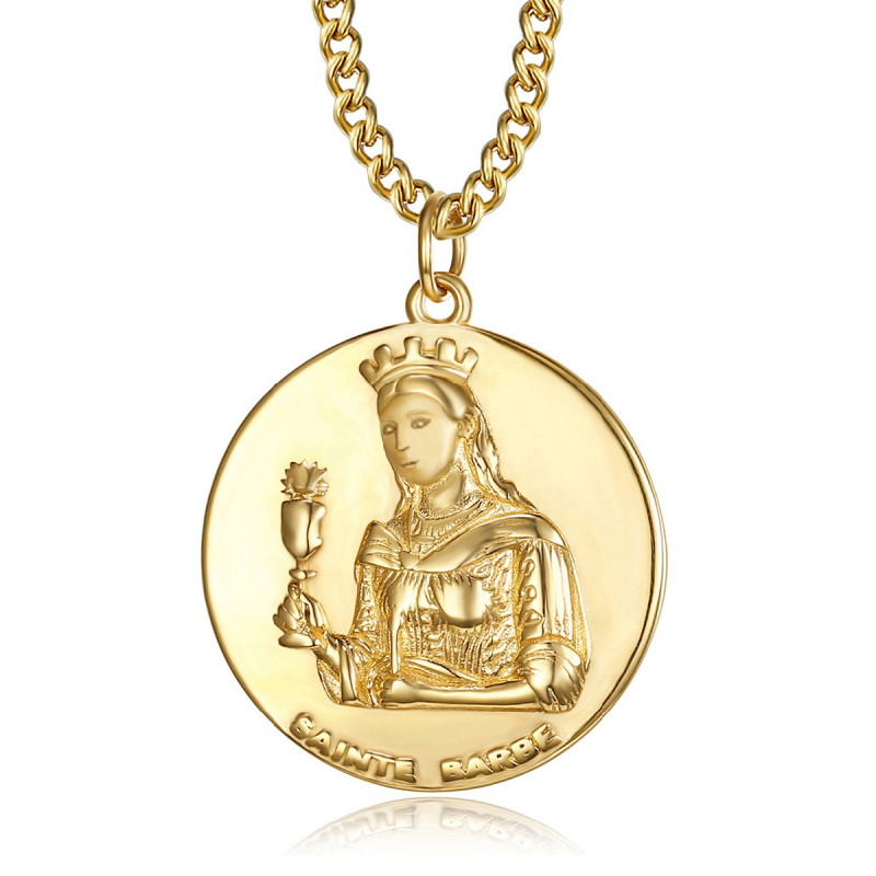 PE0252 BOBIJOO Jewelry Pendant Fireman St barbara's Barbara's Protective Steel Gold