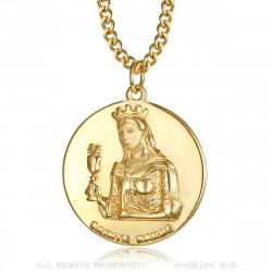 Pendentif Pompier Sainte Barbe Barbara Protectrice Acier Or bobijoo