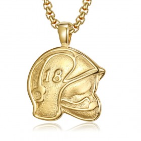 PE0254 BOBIJOO Jewelry Pendant Helmet Fireman France 18 Steel Gold