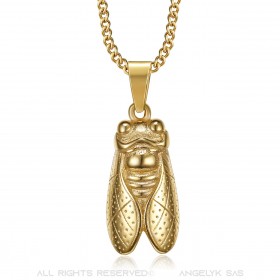 PE0256 BOBIJOO Jewelry Pendant Cicada South of France Steel Gold