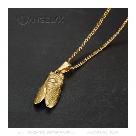 PE0256 BOBIJOO Jewelry Pendant Cicada South of France Steel Gold