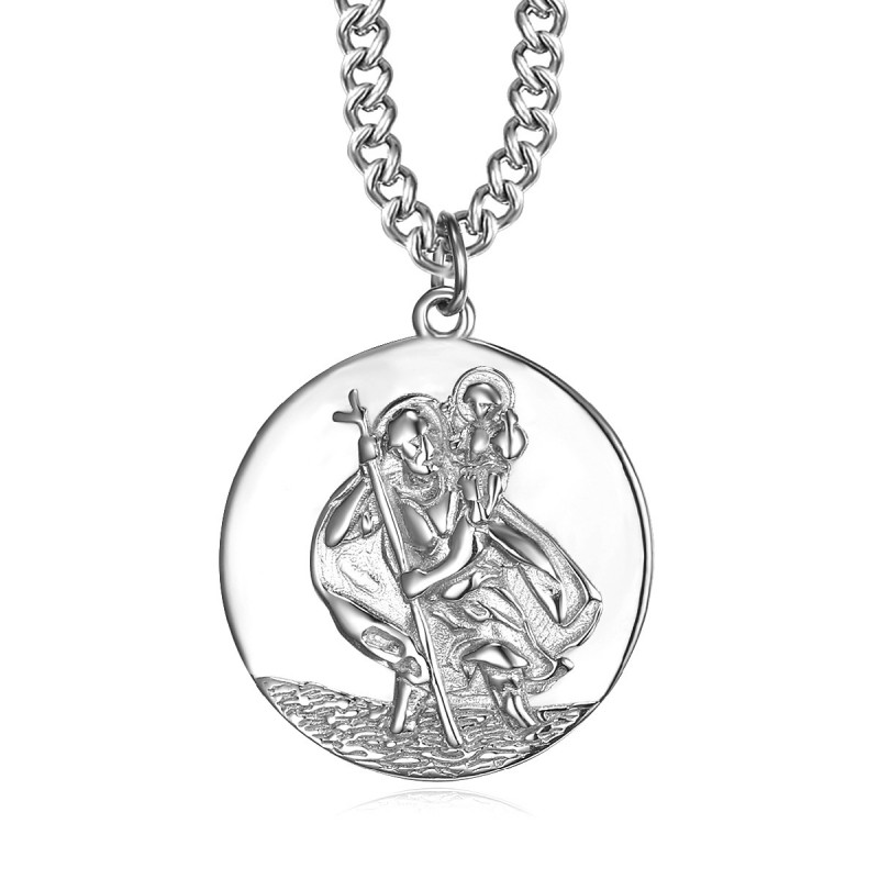 Pendentif Collier Saint Christophe Voyageur Acier 25mm bobijoo