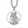 PE0259 BOBIJOO Jewelry Pendant Necklace, Saint Christopher Traveler Steel 25mm
