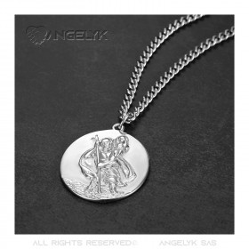 Pendentif Collier Saint Christophe Voyageur Acier 25mm bobijoo