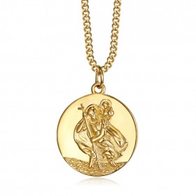 PE0260 BOBIJOO Jewelry Anhänger Halskette Saint Christophe Reisenden Edelstahl Gold 20mm