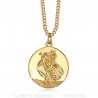 PE0260 BOBIJOO Gioielli Collana con Pendente, San Cristoforo Viaggiatore Acciaio Oro 20mm