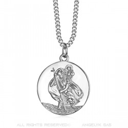 Pendentif Collier Saint Christophe Voyageur Acier 20mm bobijoo