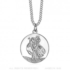 Pendentif Collier Saint Christophe Voyageur Acier 20mm bobijoo