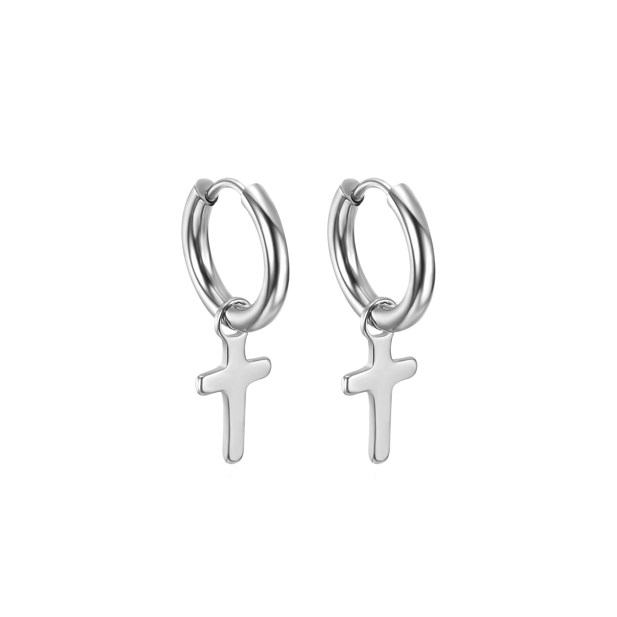 Pair earrings Man Creole Catholic Cross BOBIJOO Jewelry