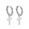 Paire Boucles d'Oreilles Homme Créoles Croix Catholique Acier bobijoo