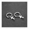 Paire Boucles d'Oreilles Homme Créoles Croix Catholique Acier bobijoo