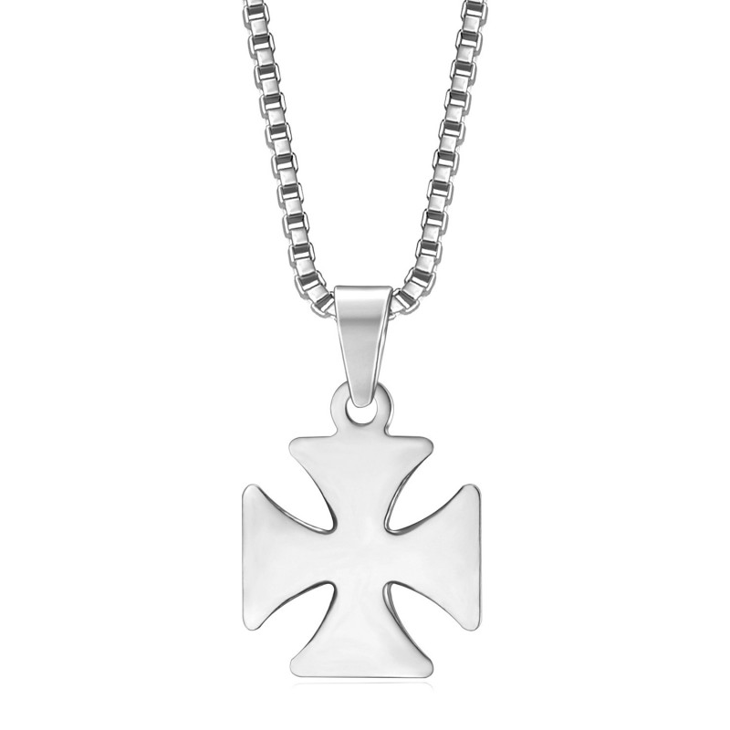 Pendentif Croix Pattée Templier Chevalier Acier + Chaîne bobijoo