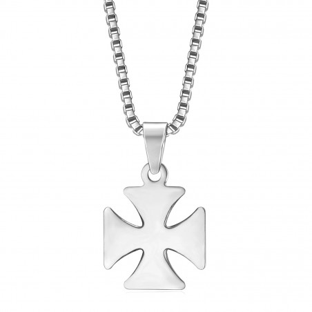 PE0128S BOBIJOO Jewelry Colgante Cruz Pattee Templarios Caballero de Acero + de Cadena