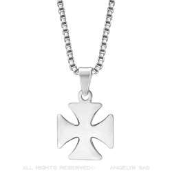 PE0128S BOBIJOO Jewelry Anhänger Kreuz Pattée Templer-Ritter Stahl + Kette