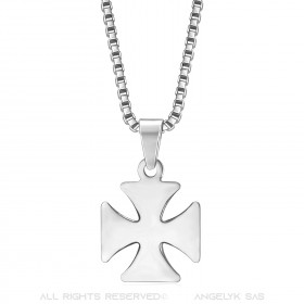 PE0128S BOBIJOO Jewelry Anhänger Kreuz Pattée Templer-Ritter Stahl + Kette