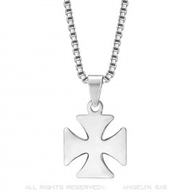 PE0128S BOBIJOO Gioielli Ciondolo Croce Pattee Cavaliere Templare in Acciaio + String