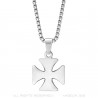 PE0128S BOBIJOO Jewelry Pendant Cross Pattee Templar Knight Steel + Chain