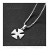 PE0128S BOBIJOO Jewelry Pendant Cross Pattee Templar Knight Steel + Chain