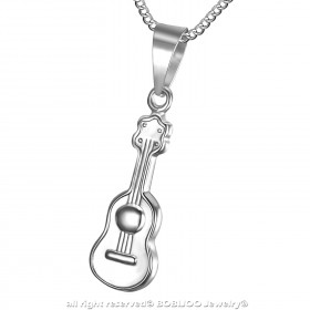 PE0180S BOBIJOO Jewelry Pequeño, Discreto, Colgante de la Guitarra de Acero Inoxidable 316L