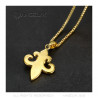 Pendentif Fleur de Lys Acier Zirconium Or Chaîne bobijoo