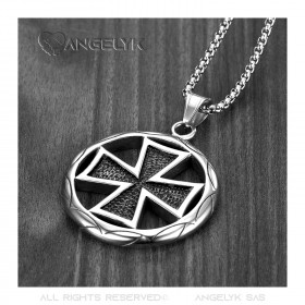 PE0038 BOBIJOO Jewelry Pendant Locket Cross Pattee Black silver