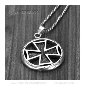 PE0038 BOBIJOO Jewelry Pendant Locket Cross Pattee Black silver