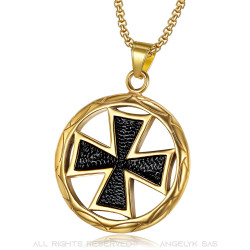 PE0039 BOBIJOO Jewelry Colgante Medallón de la Cruz Pattée en Oro Negro