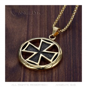 PE0039 BOBIJOO Jewelry Pendant Locket Cross Pattée in Black Gold