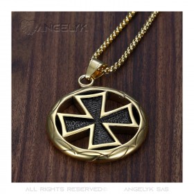 PE0039 BOBIJOO Jewelry Pendant Locket Cross Pattée in Black Gold