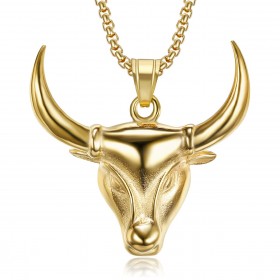 PE0274 BOBIJOO Jewelry Anhänger stierkopf Camargue Stahl Gold Gardian