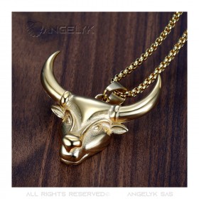 PE0274 BOBIJOO Jewelry Anhänger stierkopf Camargue Stahl Gold Gardian