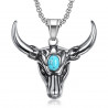 PE0273 BOBIJOO Jewelry Pendant Bull Biker Camargue Turquoise Steel 316L