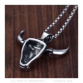 PE0273 BOBIJOO Jewelry Anhänger Stier Biker Camargue Türkis Stahl 316L