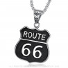 PE0272 BOBIJOO Gioielli Ciondolo Stemma Biker Route 66 316L Acciaio Nero