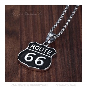 PE0272 BOBIJOO Jewelry Colgante Emblema del Motorista de la Ruta 66 316L de Acero Negro