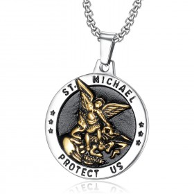 PE0271 BOBIJOO Jewelry Colgante, San Miguel Michael Protección de Acero de Oro