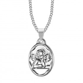 PE0270 BOBIJOO Jewelry Colgante Medalla de Ángel de la guarda Bautismo de Plata de Acero