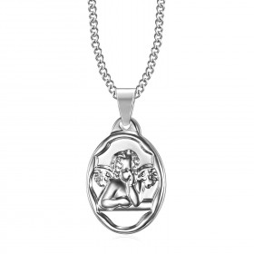 PE0270 BOBIJOO Jewelry Pendant Medal Guardian Angel Baptism Steel Silver