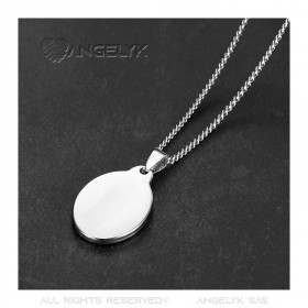 Pendentif Médaille Ange Gardien Baptême Acier Argent bobijoo