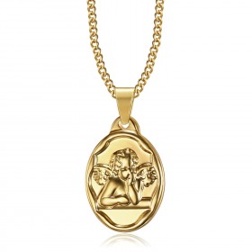 PE0269 BOBIJOO Jewelry Colgante Medalla de Ángel de la guarda Bautismo de Acero de Oro