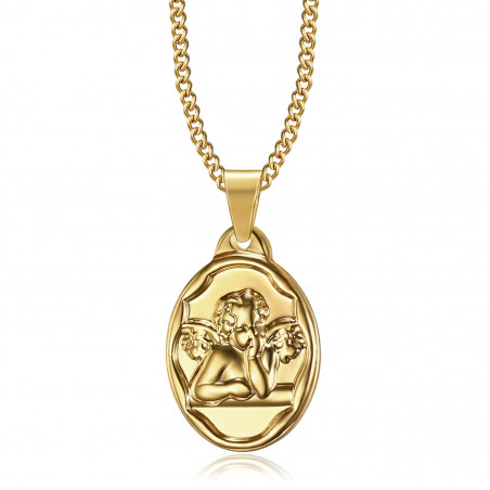 PE0269 BOBIJOO Jewelry Colgante Medalla de Ángel de la guarda Bautismo de Acero de Oro