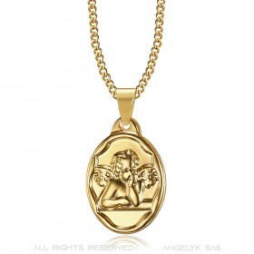 PE0269 BOBIJOO Jewelry Pendant Medal Guardian Angel Baptism Steel Gold