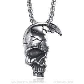 PE0268 BOBIJOO Jewelry Imposing Pendant Biker Skull Skull Smashed Steel 316L